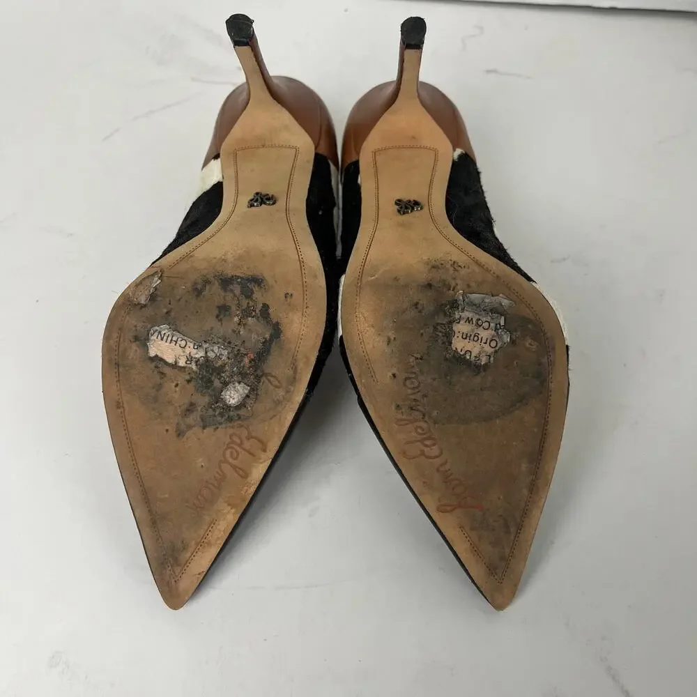 Sam Edelman Size 7 Cow Print Leather Heels Pointed Toe Pumps - Picture 6 of 10